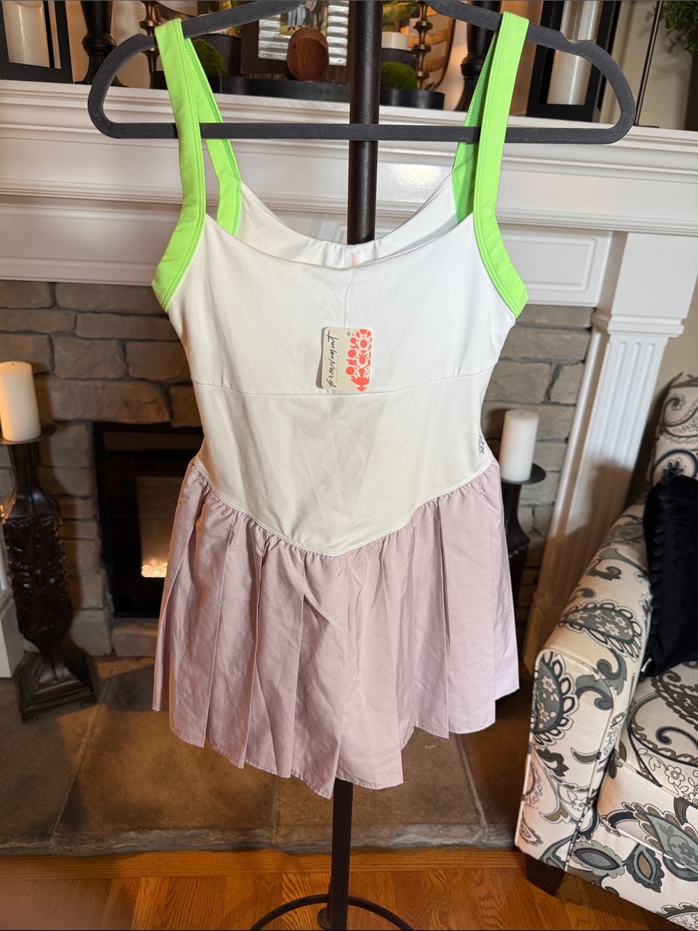 Girls' Two-Tone Active Dress with Neon Straps